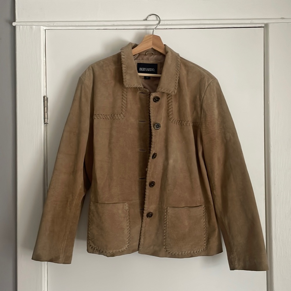 Bernardo Genuine Leather Jacket Women’s Beige Casual XL